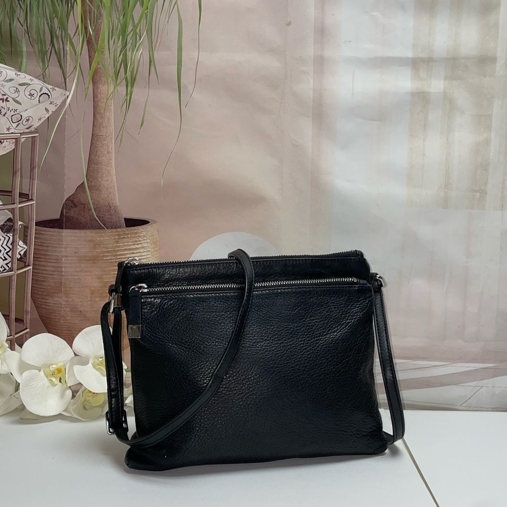 Margot Black Leather Crossbody Bag